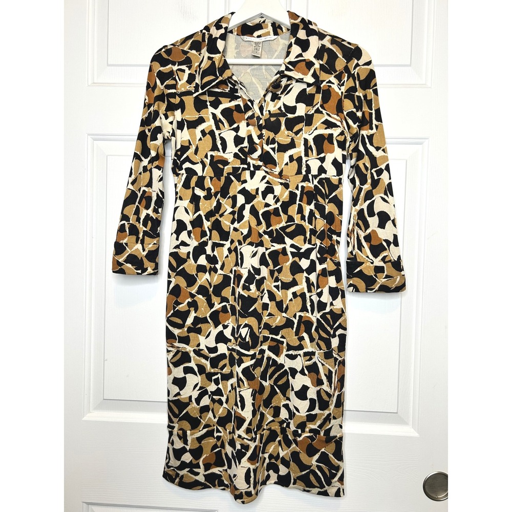 Diane von‎ Furstenberg Vintage 100% Silk Geometric Print Dress Size 2